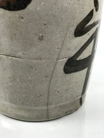 Antique Japanese Ceramic Sake Bottle Kayoi-Tokkuri Gray Kanji Cork Nishio TS861