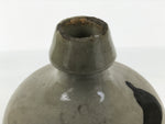 Antique Japanese Ceramic Sake Bottle Kayoi-Tokkuri Gray Kanji Cork Nishio TS861