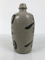 Antique Japanese Ceramic Sake Bottle Kayoi-Tokkuri Gray Kanji Kameyama TS865