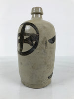Antique Japanese Ceramic Sake Bottle Kayoi-Tokkuri Gray Kanji Nakamura TS864