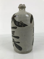 Antique Japanese Ceramic Sake Bottle Kayoi-Tokkuri Gray Kanji Sanoya TS860