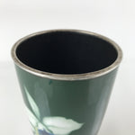 Antique Japanese Cloisonné Enamel Flower Vase Kabin Shippo Yusen Green FK95