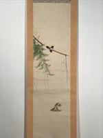 Antique Japanese Hanging Scroll Kakejiku Bird Flower Painting Kacho Color KJ186