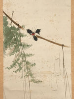Antique Japanese Hanging Scroll Kakejiku Bird Flower Painting Kacho Color KJ186