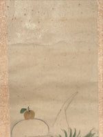 Antique Japanese Hanging Scroll Kakejiku New Year Kagamimochi Mouse Color KJ187