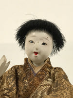 Antique Japanese Hina Doll Ningyo Court Musician Drum Girls Day Silk Wood ID665