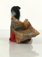 Antique Japanese Hina Doll Ningyo Court Musician Fan Girls Day Silk Wood ID666