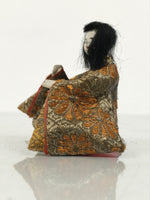 Antique Japanese Hina Doll Ningyo Court Musician Fan Girls Day Silk Wood ID666