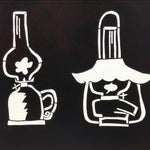 Antique Japanese Katagami Paper Kimono Stencil Katazome Oil Lanterns Lamps A809