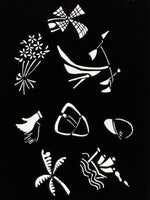 Antique Japanese Katagami Paper Kimono Stencil Katazome Travel Theme Design A802