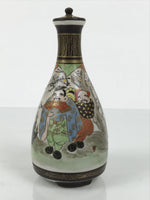 Antique Japanese Kutani Porcelain Lidded Sake Bottle Tokkuri Ebisu Daikoku TS895