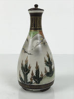 Antique Japanese Kutani Porcelain Lidded Sake Bottle Tokkuri Ebisu Daikoku TS895