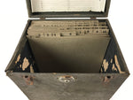 Antique Japanese Phonograph Record Storage Case Vtg Wood Box Paper Divider JK631