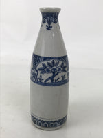 Antique Japanese Porcelain Sake Bottle Tokkuri White Blue Shochikubai Pine TS818