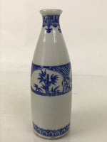 Antique Japanese Porcelain Sake Bottle Tokkuri White Blue Shochikubai Pine TS819