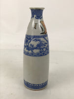 Antique Japanese Porcelain Sake Bottle Tokkuri White Blue Shochikubai Pine TS822