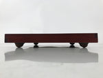 Antique Japanese Wood Lacquered Low Table Brown Serving Tray Ozen Kurumizen L505
