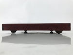 Antique Japanese Wood Lacquered Low Table Brown Serving Tray Ozen Kurumizen L507
