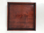 Antique Japanese Wood Lacquered Low Table Brown Serving Tray Ozen Kurumizen L512
