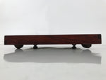 Antique Japanese Wood Lacquered Low Table Brown Serving Tray Ozen Kurumizen L513