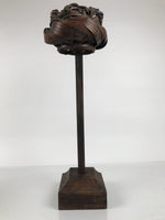 Antique Japanese Wooden Candle Stand Shokudai Woven Basket Metal Cup JK937