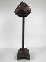 Antique Japanese Wooden Candle Stand Shokudai Woven Basket Metal Cup JK937