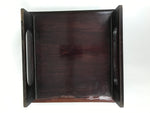Antique Japanese Wooden Lacquered Low Table Brown Serving Tray Ozen Square L491