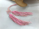 Chinese Carved Sandalwood Folding Fan Sensu Vtg Floral Cutout Pink Tassel 4D895