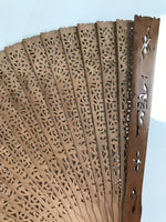 Chinese Carved Sandalwood Folding Fan Sensu Vtg Floral Pattern White Tassel 5D21