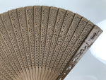 Chinese Carved Sandalwood Folding Fan Sensu Vtg Floral Pattern White Tassel 5D22