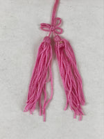 Chinese Carved Santal Wood Folding Fan Vtg Round Geometric Pink Tassel 4D715