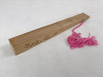 Chinese Carved Santal Wood Folding Fan Vtg Round Geometric Pink Tassel 4D715