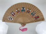Chinese Folding Fan Sensu Vtg Beijing Opera Color Masks Sandalwood Boxed 4D924