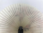 Chinese Radial Paper Folding Fan Vtg Sensu Black Metal Frame Cherry Blossom 5D24