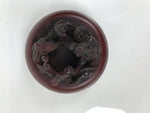 Chinese Vermilion Ink Pad Shuniku Vtg Red Seal Container Case Dragon Brown SZ65
