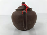 Chinese Yixing Clay Teapot Vtg Lidded Zisha Kyusu Ceramic Brown Red String Y518