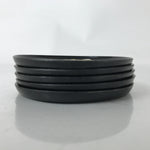 Japanese Abalone Shell Drink Saucer Vtg Chataku Coaster 5pc Black Resin L391