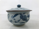 Japanese Arita Porcelain Lidded Teacup Sometsuke Flowers Blue White Yunomi TC605
