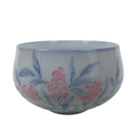 Japanese Arita Porcelain Teacup Vtg Berry Leaves Pink Blue Sencha Yunomi TC580