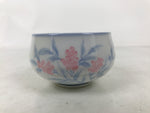 Japanese Arita Porcelain Teacup Vtg Berry Leaves Pink Blue Sencha Yunomi TC581