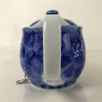 Japanese Arita Ware Ceramic Lidded Teapot Vtg Blue White Leaves W/ Strainer Y248