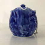 Japanese Arita Ware Ceramic Lidded Teapot Vtg Blue White Leaves W/ Strainer Y248