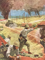 Japanese Art Print Reproduction Military Battle Yenangyaung Oilfield WWII FL489
