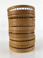 Japanese Bamboo Drink Saucer Chataku Vtg Coaster 6pc Carry Holder Butterfly L137