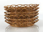 Japanese Bamboo Drink Saucer Chataku Vtg Coaster 6pc Storage Holder Flowers L136