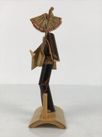 Japanese Bamboo Kokeshi Doll Vtg Kimono Woman Echizen Ningyo Shamisen KF818