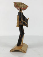 Japanese Bamboo Kokeshi Doll Vtg Kimono Woman Echizen Ningyo Shamisen KF818