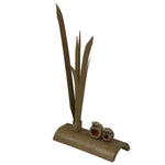 Japanese Bamboo Kokeshi Grass Vtg Singing Frogs Figurine Handcrafted Brown KF801