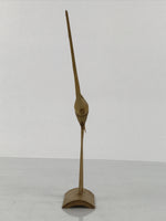 Japanese Bamboo Kokeshi Tsuru Crane Vtg Bird Figurine Handcrafted Brown KF800