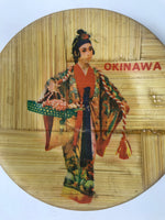 Japanese Bamboo Okinawa Drink Saucer Chataku Coaster Souvenir 4pc Dancer L392